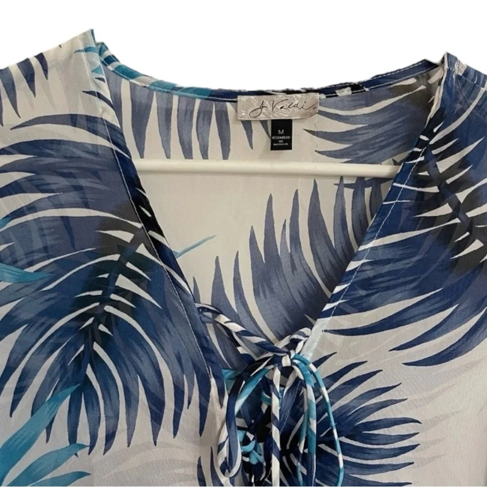 J. Valdi Palm Leaf Swim Cover-up in Blue/White/Green Size Med — SUMMER STAPLE - Picture 6 of 12